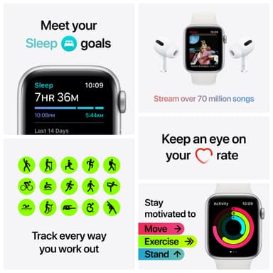 Apple Watch SE 40mm GPS+Cellular (silver alu/vit sportarmband)