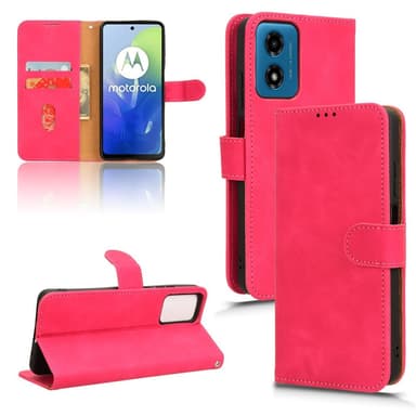 SKALO Motorola Moto E14 4G Matt PU-Läder Plånboksfodral - Cerise