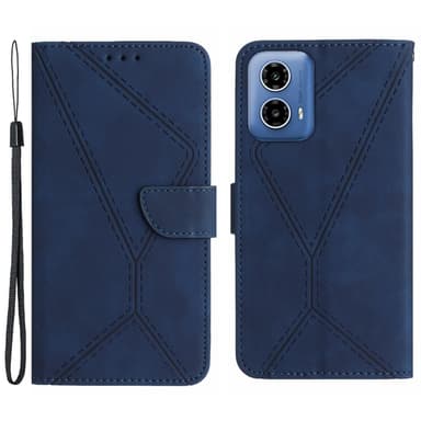 SKALO Motorola Moto E14 4G Embossed Plånboksfodral i PU-Läder - Blå