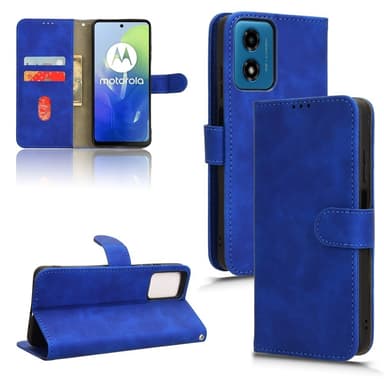 SKALO Motorola Moto E14 4G Matt PU-Läder Plånboksfodral - Blå