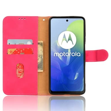 SKALO Motorola Moto E14 4G Matt PU-Läder Plånboksfodral - Cerise