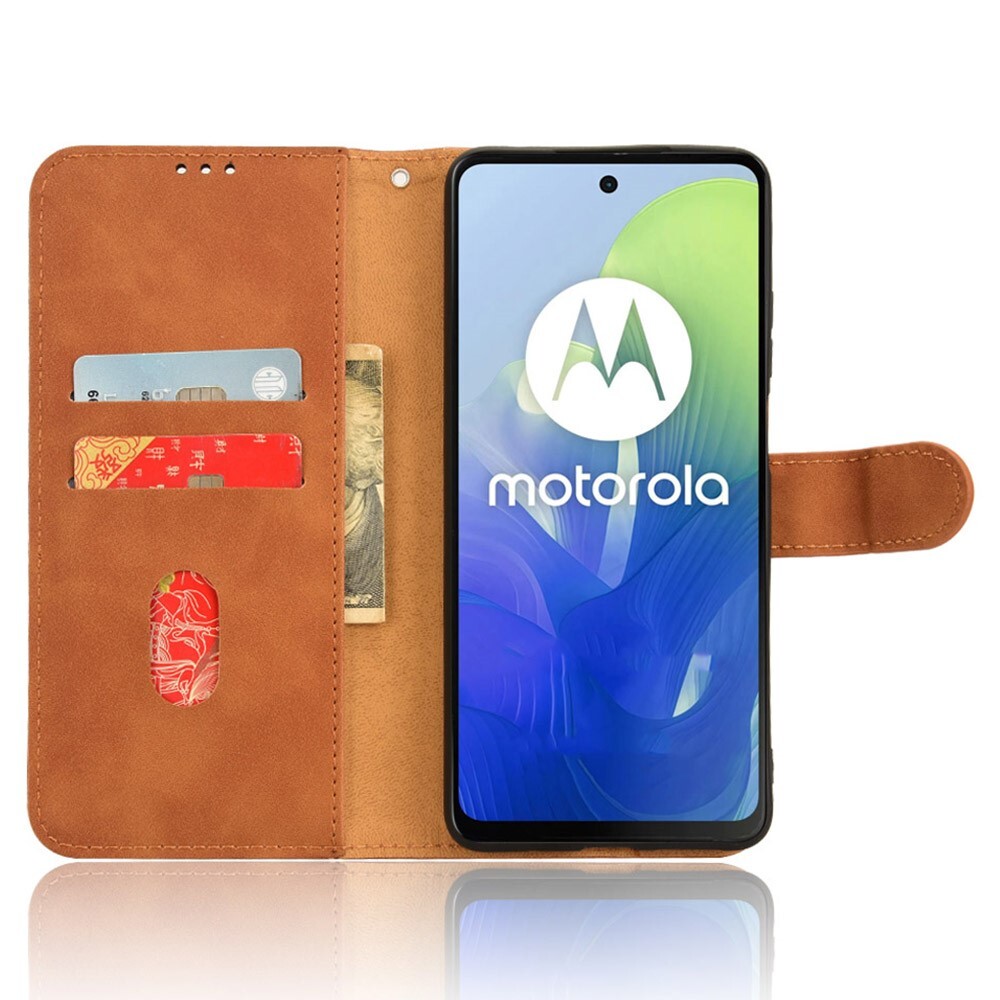 SKALO Motorola Moto E14 4G Matt PU-Läder Plånboksfodral - Brun