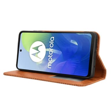 SKALO Motorola Moto E14 4G Embossed Premium Plånboksfodral - Brun