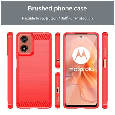 SKALO Motorola Moto E14 4G Armor Carbon Stöttåligt TPU-skal - Röd