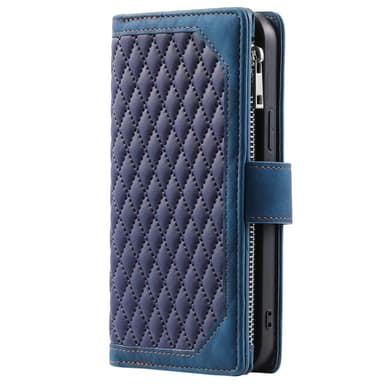 SKALO Motorola Moto E14 4G Big Wallet Quiltat Plånbok - Blå