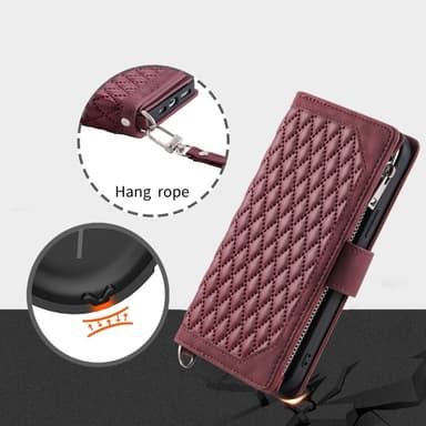 SKALO Motorola Moto E14 4G Big Wallet Quiltat Plånbok - Röd