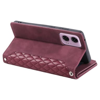 SKALO Motorola Moto E14 4G Big Wallet Quiltat Plånbok - Röd