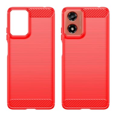 SKALO Motorola Moto E14 4G Armor Carbon Stöttåligt TPU-skal - Röd