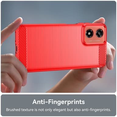 SKALO Motorola Moto E14 4G Armor Carbon Stöttåligt TPU-skal - Röd