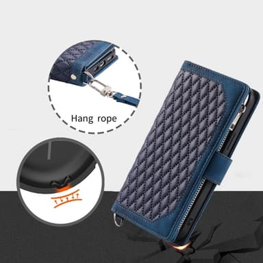 SKALO Motorola Moto E14 4G Big Wallet Quiltat Plånbok - Blå