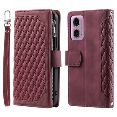 SKALO Motorola Moto E14 4G Big Wallet Quiltat Plånbok - Röd