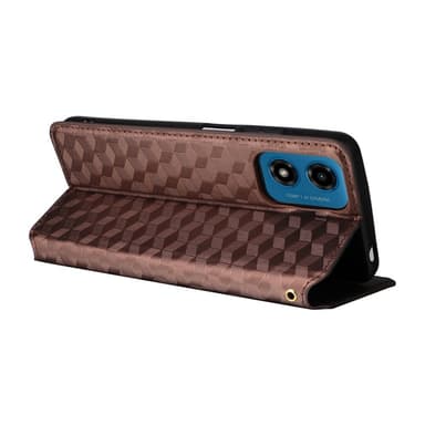 SKALO Motorola Moto E14 4G Embossed Plånboksfodral i PU-Läder - Brun
