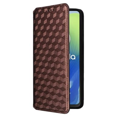 SKALO Motorola Moto E14 4G Embossed Plånboksfodral i PU-Läder - Brun