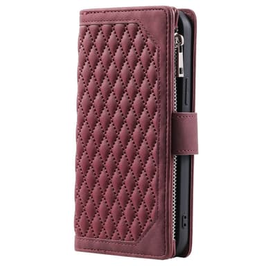 SKALO Motorola Moto E14 4G Big Wallet Quiltat Plånbok - Röd