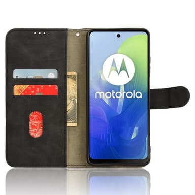 SKALO Motorola Moto E14 4G Matt PU-Läder Plånboksfodral - Svart