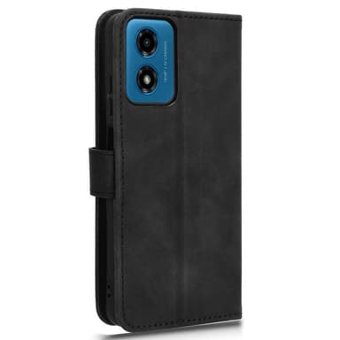 SKALO Motorola Moto E14 4G Matt PU-Läder Plånboksfodral - Svart