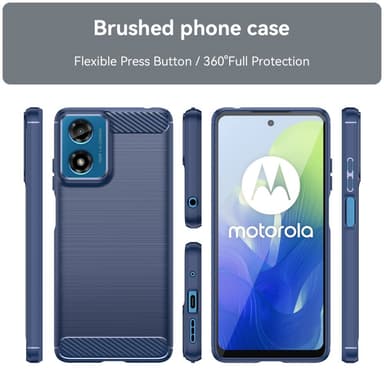SKALO Motorola Moto E14 4G Armor Carbon Stöttåligt TPU-skal - Blå