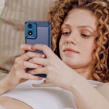 SKALO Motorola Moto E14 4G Armor Carbon Stöttåligt TPU-skal - Blå