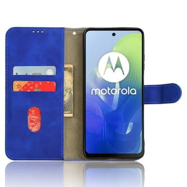 SKALO Motorola Moto E14 4G Matt PU-Läder Plånboksfodral - Blå