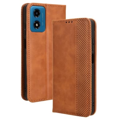 SKALO Motorola Moto E14 4G Embossed Premium Plånboksfodral - Brun