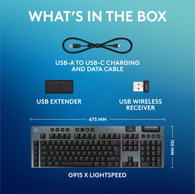 Logitech G915 X Lightspeed Wireless Tactile tangentbord för gaming (svart)