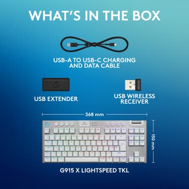 Logitech G915 X Lightspeed TKL Wireless Tactile tangentbord för gaming (vitt)