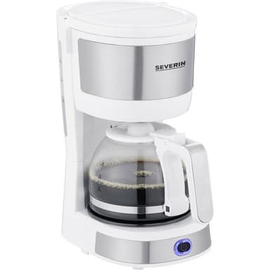 Severin KA 4809 Kaffebryggare Vit, Rostfritt stål (borstat) Kapacitet Koppar=4 Glaskanna, Varmhållningsfunktion, med fi