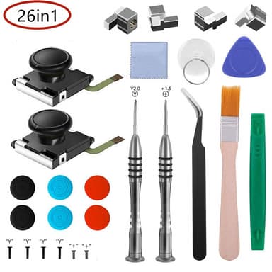 26-delad joystickersättning för Nintendo Switch Stick Repair Tool Kit