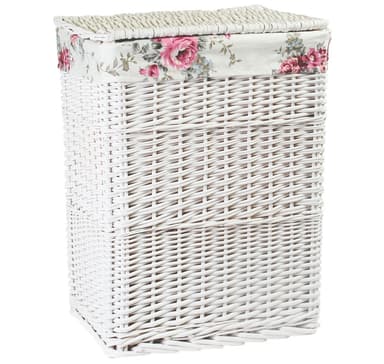 Tvättkorg MAX-1, 45x33xH59cm, väv, färg: vit, med tyg