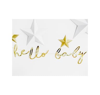 Banner Hello Baby, Guld 18*70cm