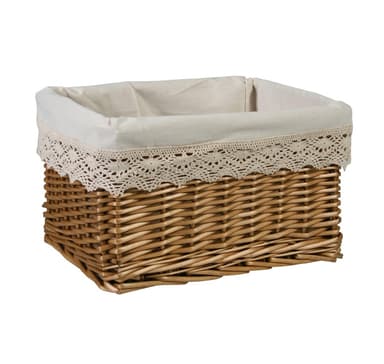 Korg MAX-3, 40x30xH24cm, väv, färg: ljusbrun, tyg med spets