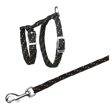 Kattungesele med koppel, reflex, nylon, 18–35 cm/10 mm, 1,30 m