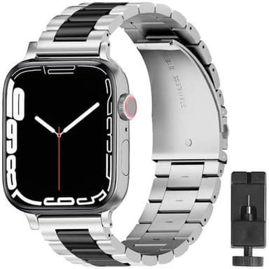 Armband rostfritt stål Apple Watch 7 (41mm) - Silver/Svart