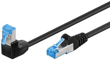 Goobay Patchkabel CAT 6A, 1x 90° vinklad, S/FTP (PiMF), svart, 2 m