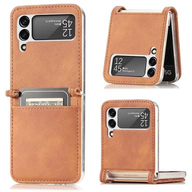 Läder skal med kortplats Samsung Galaxy Z Flip 3  - Brun