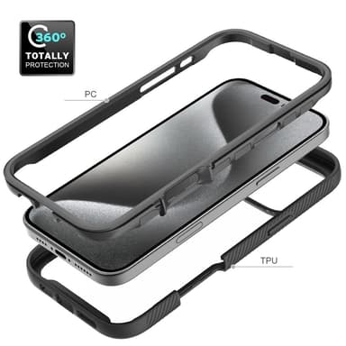 SKALO iPhone 16 Pro Max Shockproof Clear Hybrid Skal - Svart