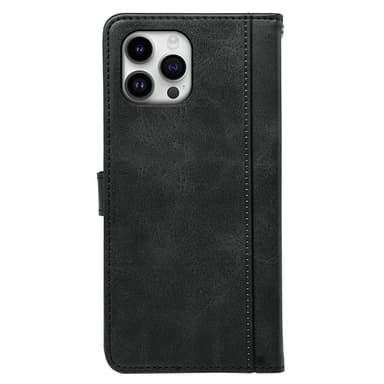 SKALO iPhone 16 Pro Max Plånboksfodral i PU-Läder - Svart
