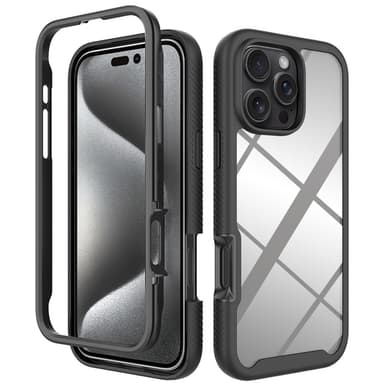 SKALO iPhone 16 Pro Max Shockproof Clear Hybrid Skal - Svart