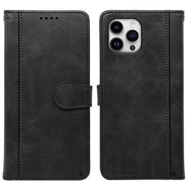 SKALO iPhone 16 Pro Max Plånboksfodral i PU-Läder - Svart