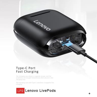 LENOVO LivePods L2 Earbuds  Bluetooth Headset BT5.0 - Svart