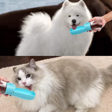 Vattenflaska med skål för hund 280 ml Blå