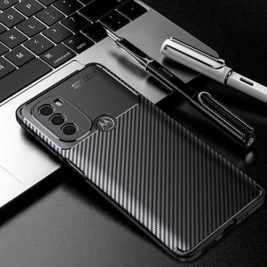 SKALO Moto G31 / G41 / G71 Carbon Fiber TPU-skal - Svart