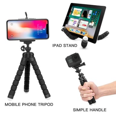 Flexibel tripod mobilhållare böjbar och roterbar svart passar alla smartphone