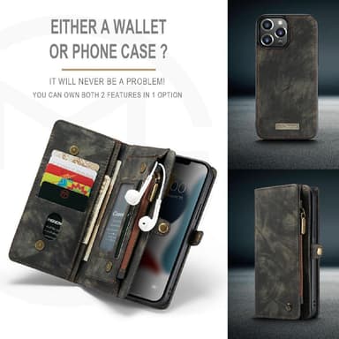 CASEME iPhone 13 Pro Retro plånboksfodral - Svart