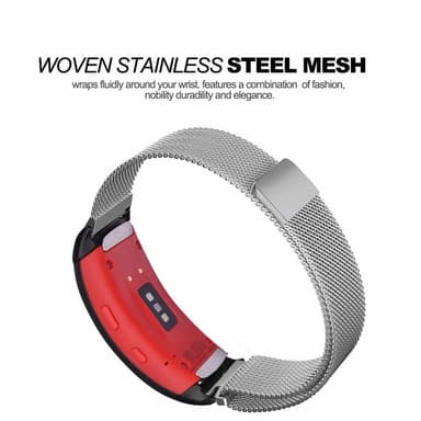 Armband till Samsung Gear Fit 2 - milanesisk loop - silver S