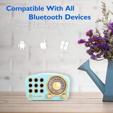 Bluetooth-högtalare / FM radio i retrodesign, med Aux-kabel, Blå