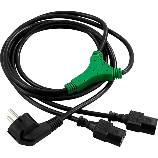 DELTACO apparat-Y-kabel för vägg, skärm  PC, CEE 7/7 - 2xIEC C13,