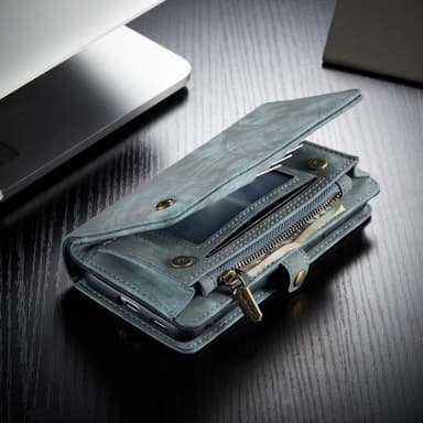 CASEME Samsung Galaxy S21+ (Plus) Retro läder plånboksfodral Blå