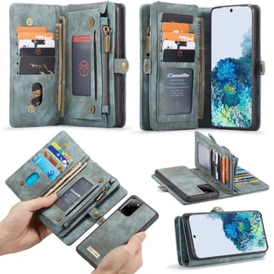 CASEME Samsung Galaxy S20 Plus Retro läder plånboksfodral - Blå