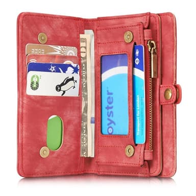 CASEME iPhone 8 / 7 / SE Retro Split läder plånboksfodral - Röd